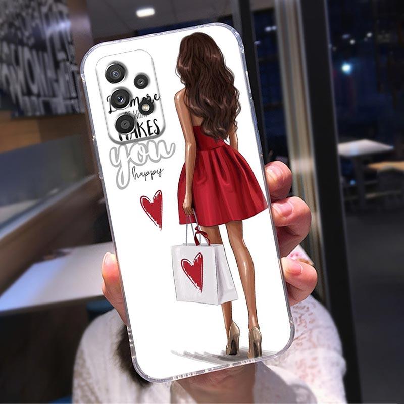 Модный прозрачный чехол Beautiful Girl для Samsung Galaxy A52 A51 A53 A72 A71 A73 A32 A31 A33 A41 A22 A11 чехол Boss Girl Coffee