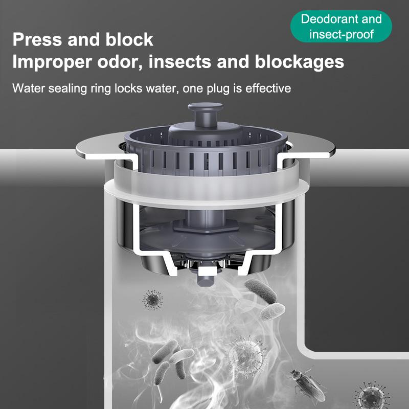 Kitchen Sink Strainers With Handle Stopper Sink Drain Basket Stainless Steel Mesh Filter Waste Hole Trap Strainer