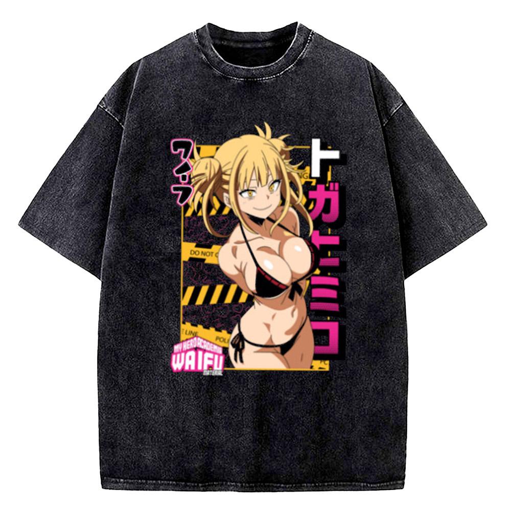 High Quality Unisex Bakugo Katsuki T-Shirt Vintage Washed My Hero Academia Graphic Anime Top 100% Cotton T Shirt Men