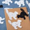 1 Pair White Cat Embroidered Lace Patches for Clothing Sew On Appliques Craft Decoration DIY Repair 10*9CM