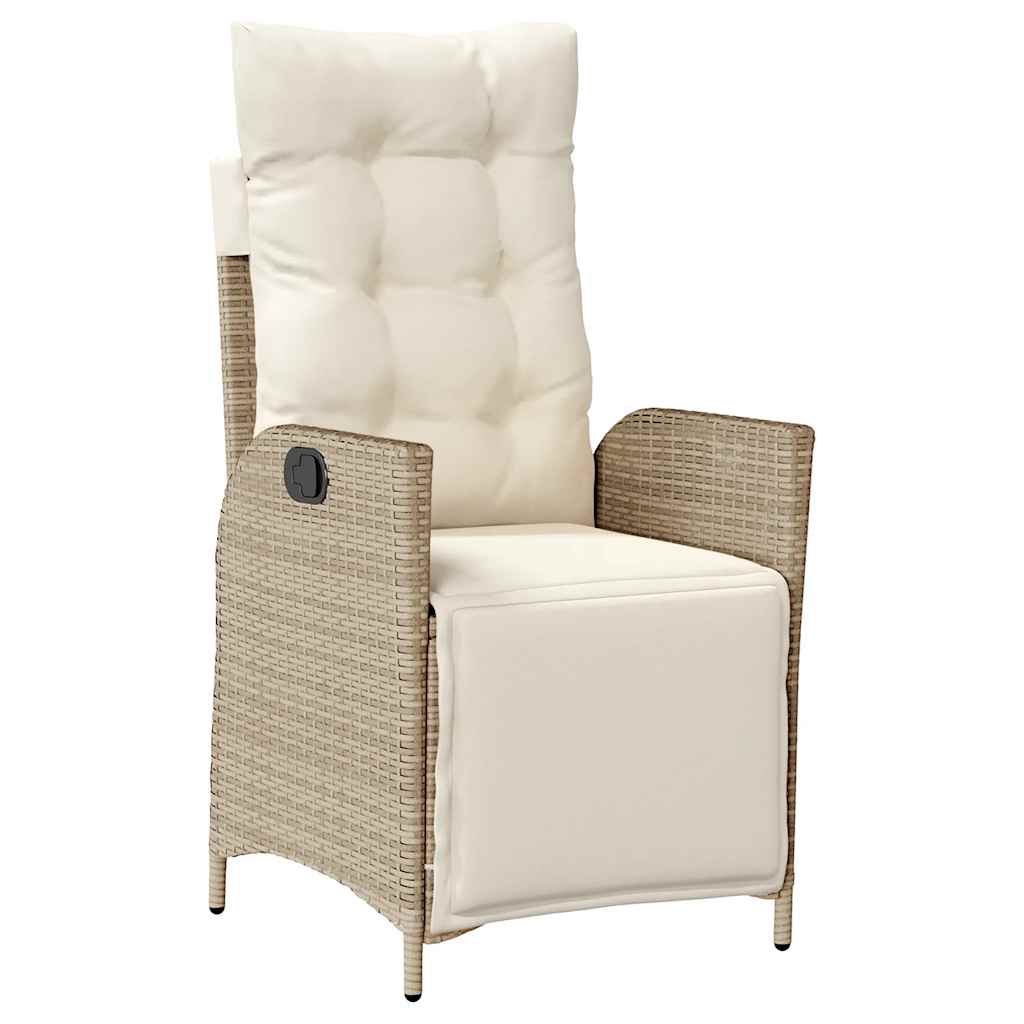 9 piece Garden Dining Set with Cushions Beige Poly Rattan