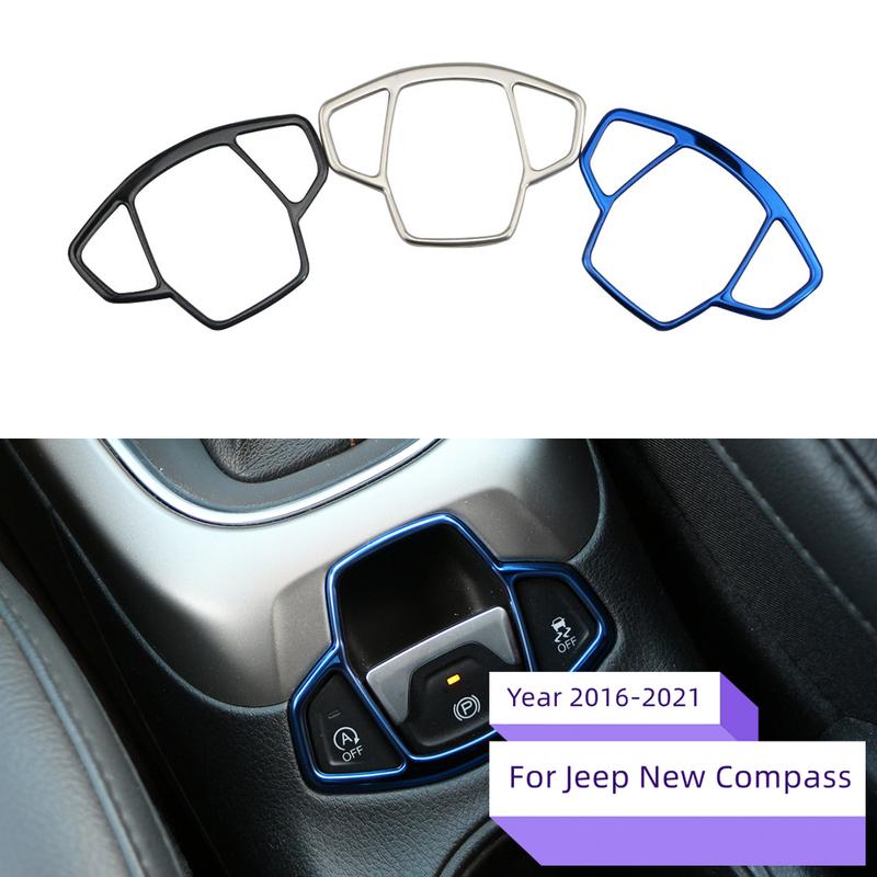 Stainless Steel Car Electrical Park Brake Cover Frame Sticker Decorations Car Auto Break Hold Trim for JEEP Compass AT 2017 2018