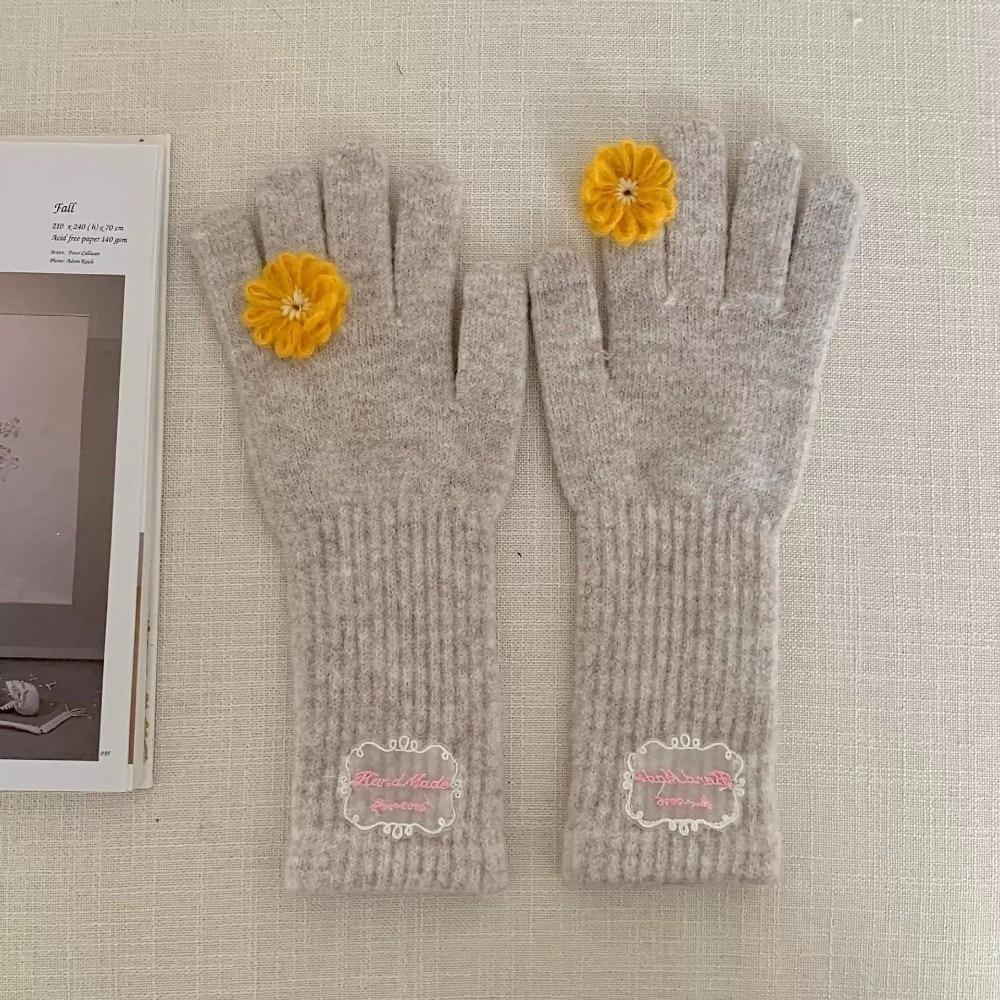 Polyester Knitted Winter Gloves Spring Full Finger Gloves For Women