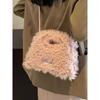 Trendy Lambswool Tote Small Square Bag Women New Autumn Winter Versatile Crossbody Bags Lady Solid Color Shoulder Bag