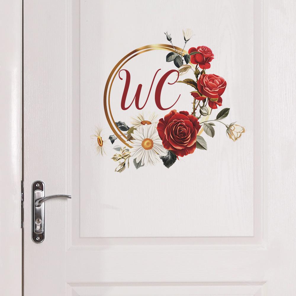 English Slogan Toilet Door with Home Background Landscaping Wall Stickers