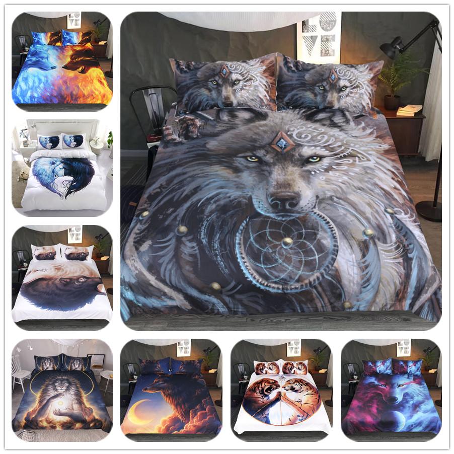 Digital Art Wolf Worrior Bedding Set King Queen Double Full Twin Single Size Bed Linen Set