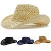 Foldable Unisex Cowboy Hat Hollow Out Roll Up Jazz Hat Casual Beach Sun Hat
