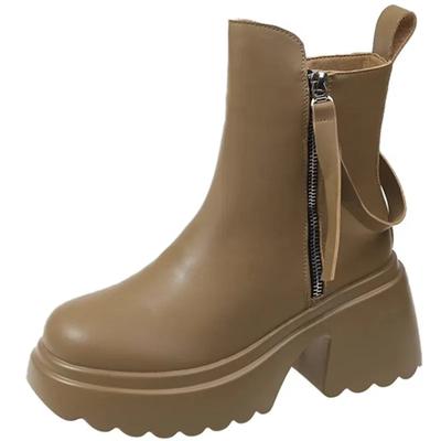 Модные женские ботинки Marton на толстой подошве и каблуке 8 см, осень-зима 2024 года, новый стиль, повседневные узкие короткие ботинки с боковой молнией в британском стиле