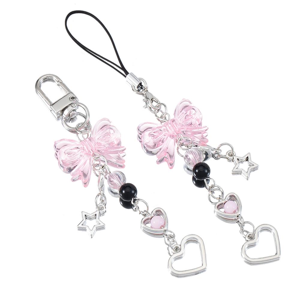 Y2K Phone Charm Bow Heart Star Keychain Pendant Kawaii Key Chain Bag Goth Phone Chain Cute Accessory For Girls Women Jewelry DIY
