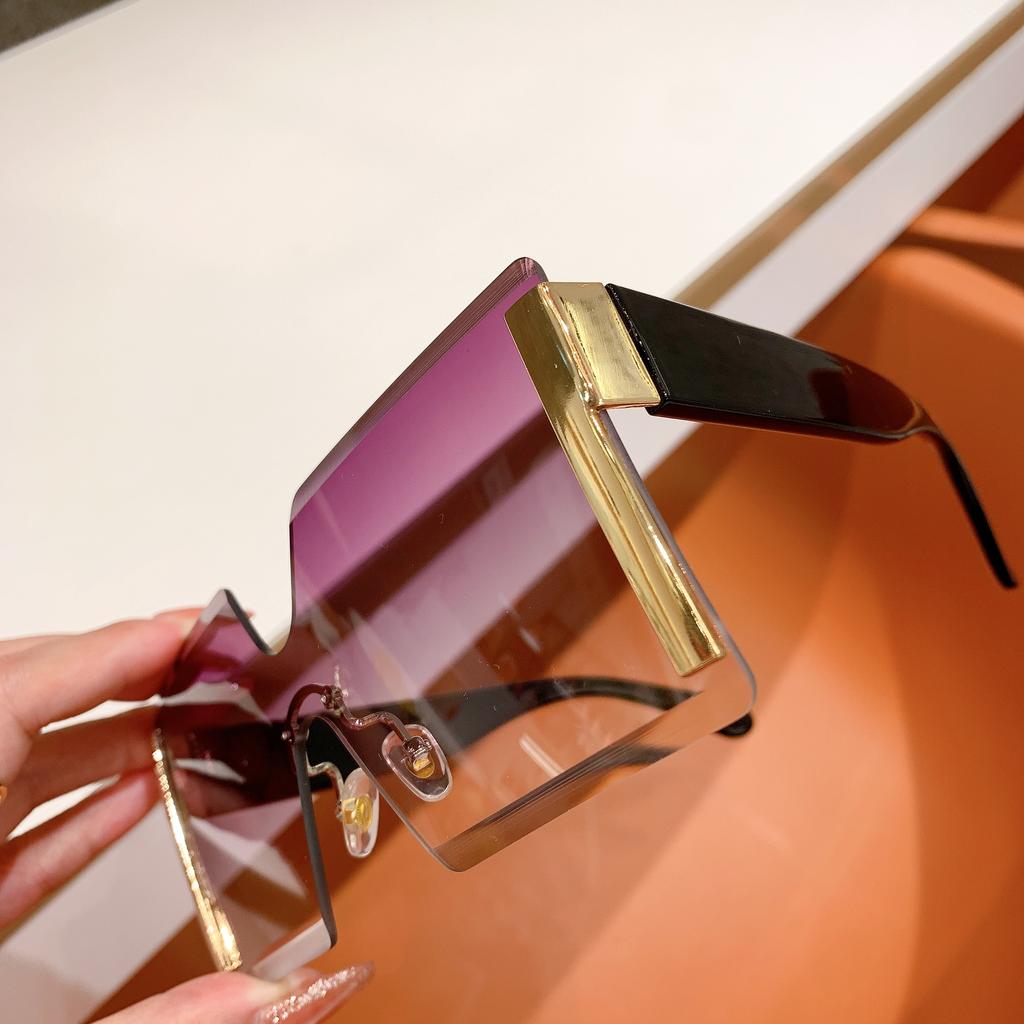 Модные Новые Женские Солнцезащитные Очки Оверсайз Без Оправы Винтажные Градиентные Чайные Крутые Солнцезащитные Очки Женские Ультрафиолетово-защитные