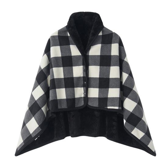 Зимнее плед-одеяло в клетку, супермягкая двухслойная бархатная термоизоляционная однобортная шаль