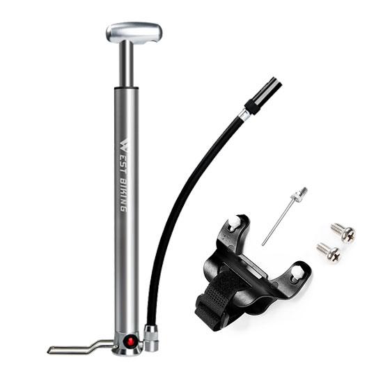 WEST BIKING Aluminum alloy 160 PSI Bicycle Pump Bike Floor Pump Schrader Presta Valve Handle Inflator Front Fork Bike Pump