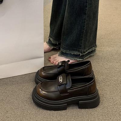 Маленькие кожаные туфли Мэри Джейн с металлической пряжкой, женские туфли-лоферы на платформе Майяр в британском стиле, одинарные туфли