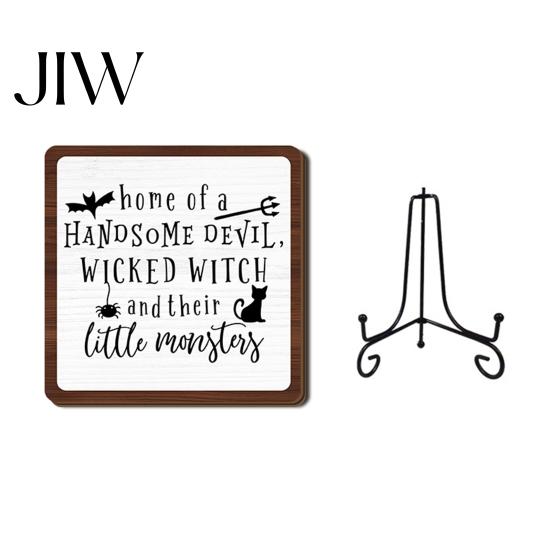 Spooky Bathroom Shelf Decor Halloween Wooden Sign with Stand, Freestanding Gothic Tabletop Sign, Funny Text Table Centerpiece for Home Coffee