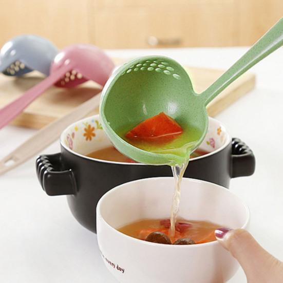 2-In-1 Long Handle Soup Ladle with Strainer Soup Spoon Essential Kitchen Tool for Cooking And Serving Hot Soups