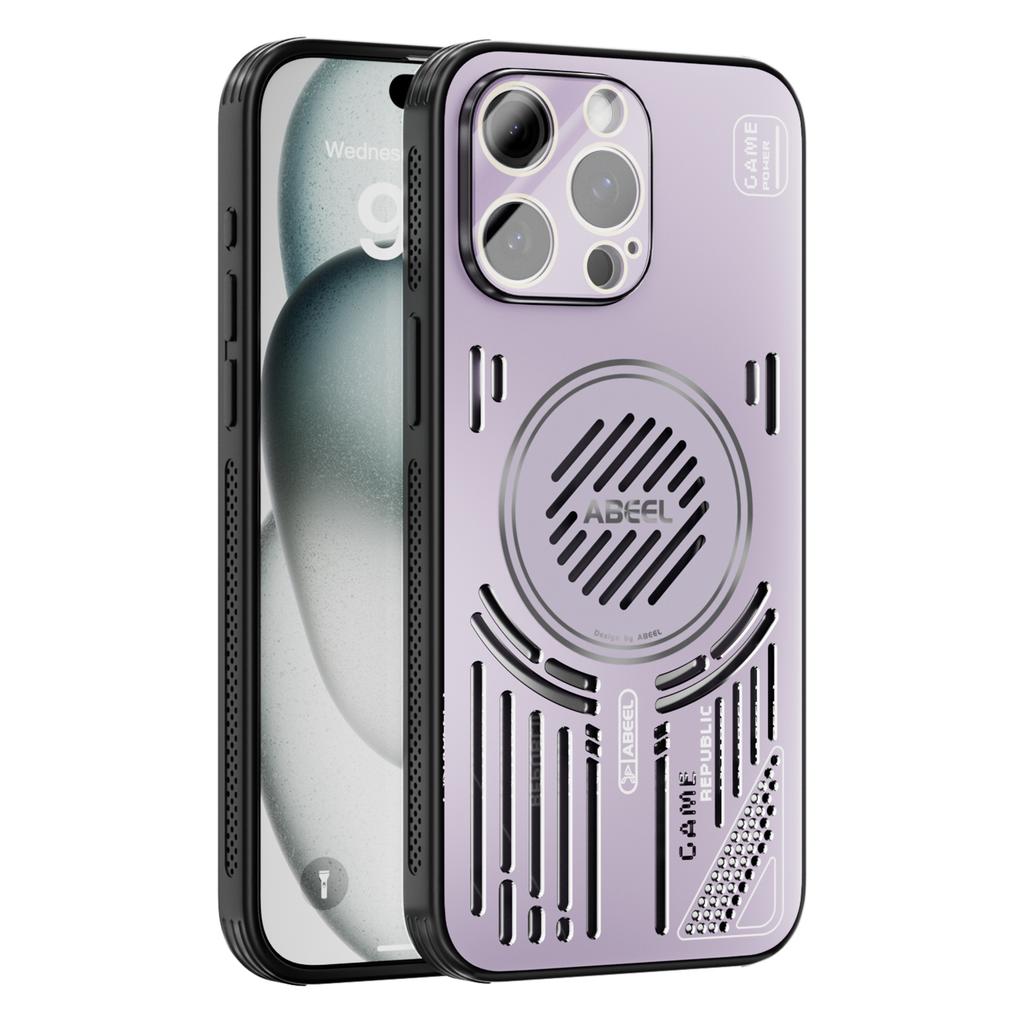 ABEEL For iPhone 14 Pro Max Magnetic Case Aluminium Alloy+PC+TPU Hollow Heat Dissipation Phone Cover