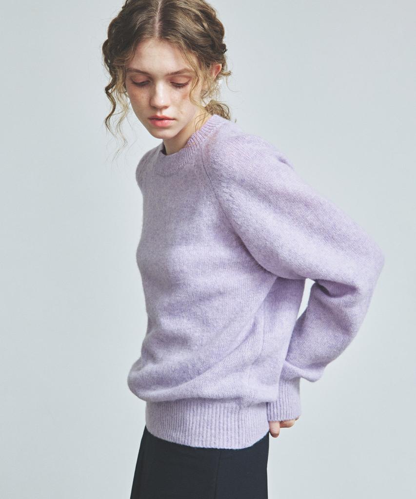 KNITTED Shaggy Dog 100% Wool Round Knit Lavender
