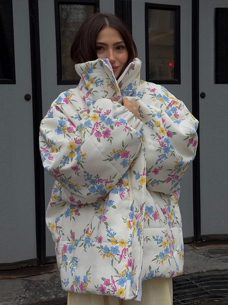 Женская теплая куртка с хлопковым наполнителем Женская тонкая пуховая куртка Женская куртка с лацканами на молнии с принтом модный стиль осень и зима