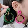 1 Pair Circle Stud Earrings Stitching Hollow Acrylic Hoop Splicing Drop Earrings Colorful Contrast