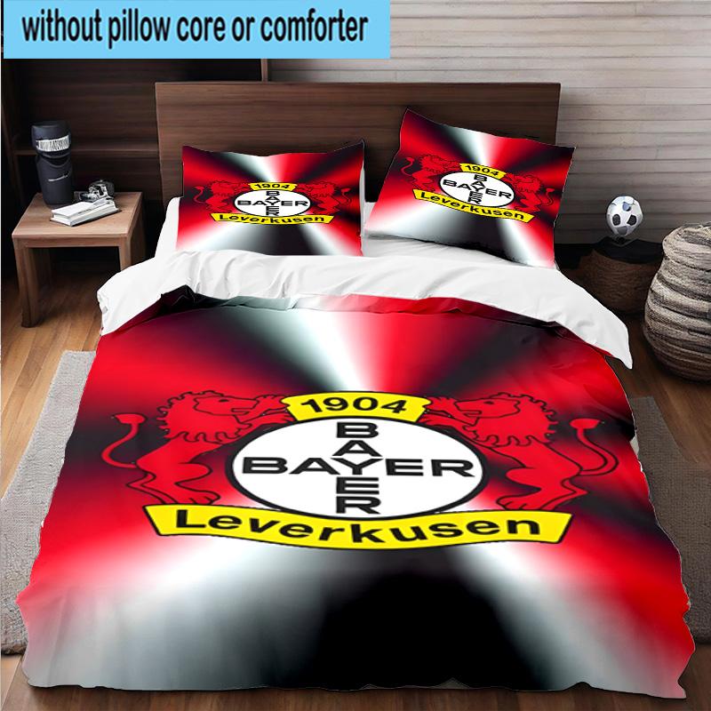 3pcs Bayer Football Club Printed Bedding Set Duvet Cover Closure Includes 1 Duvet Cover & 2 Pillowcases Bedding Sets Home Decor Gifts