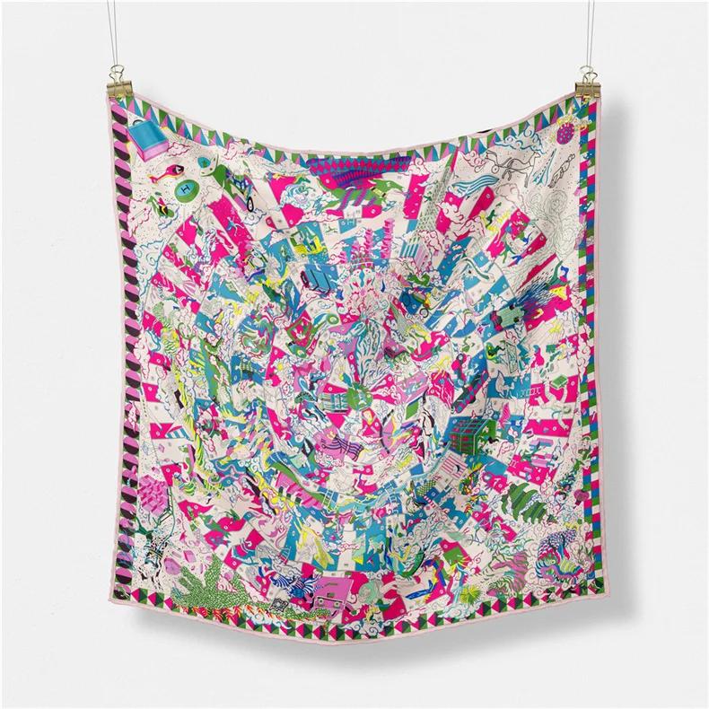 Luxury Print Silk Square Scarf Women Spring Neck Tie Shawl Wraps Female 53cm Hair Hand Wrist Headkercheif Hijab Bandana