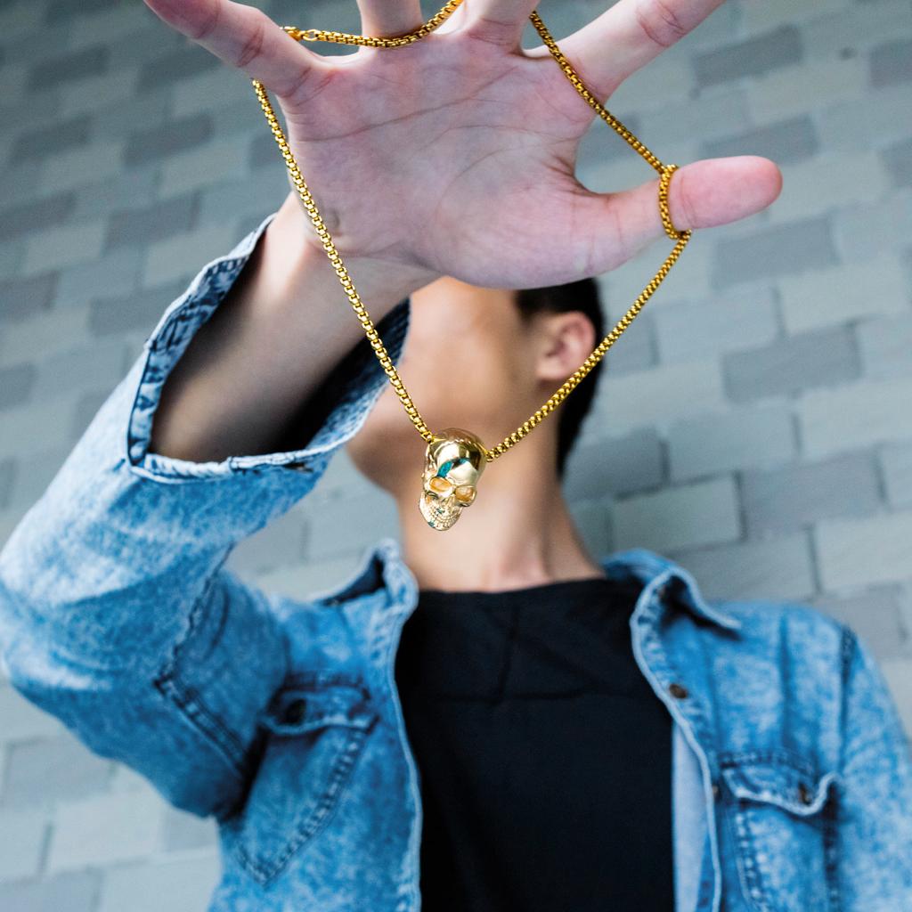 OPK Модный череп в стиле ретро из нержавеющей стали мужские аксессуары кулон