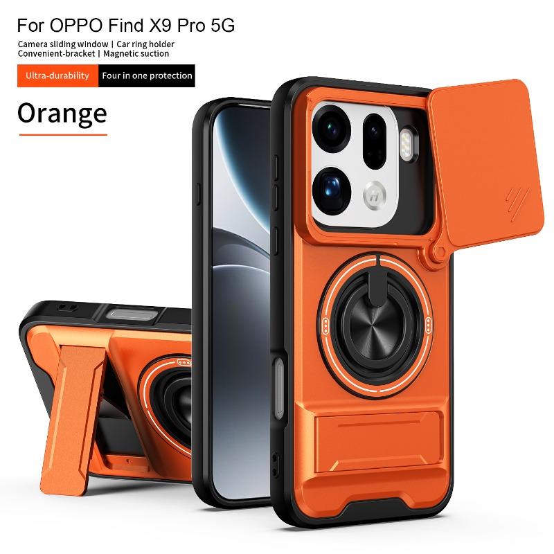 Встроенный магнитный автомобильный держатель Чехол для Oppo Find X9 Pro Find X 9 X9pro Слайдер для защиты камеры Ударопрочный Жесткий чехол