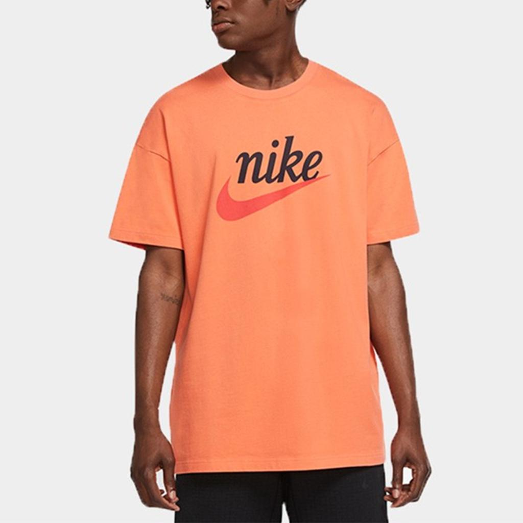 Nike Спортивная одежда Heritage Essentials с принтом логотипа, трикотажные шорты с рукавами, мужские топы, оранжевый цвет DA0034-842
