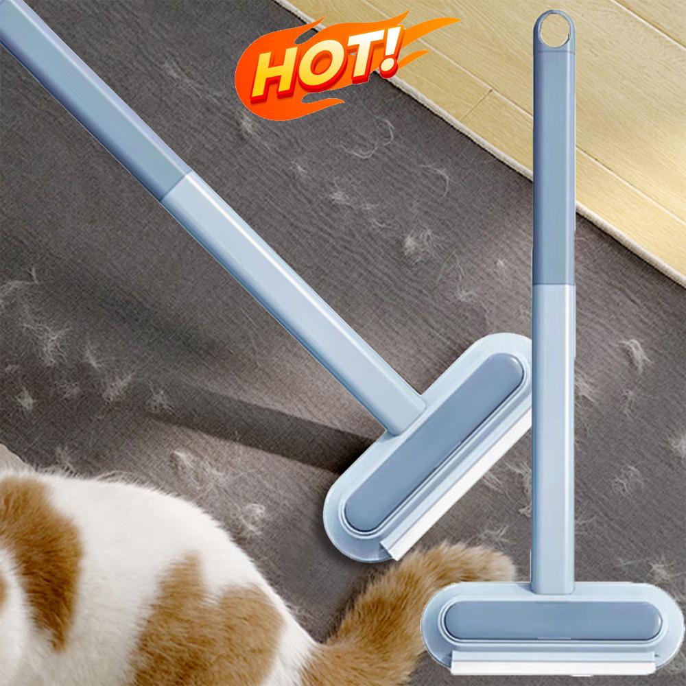 Pet Hair Remover Brush Long Handle Window Cleaning Brush Pet Fur Cleaning Tool Manual Cat Dog Hair Remover Brush with Squeegee