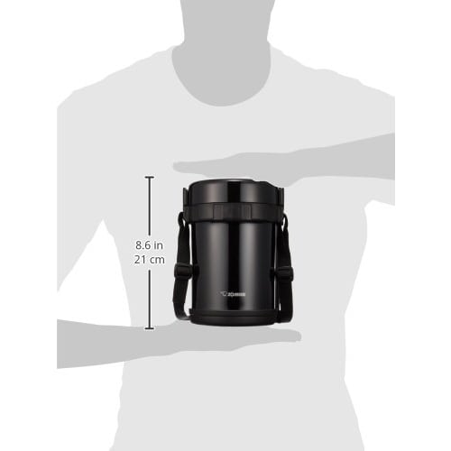 Изолированный ланч-бокс ZOJIRUSHI, банка для ланча из нержавеющей стали, миска для чая, примерно 3 чашки, примерно 1,2 чашки, можно использовать в микроволновой печи, черный SL-GH18-BA