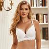 Plus Size Lace Push-Up Bra with Underwire, Thin Molded Cup, Sexy Design, Solid Color - Style 4041