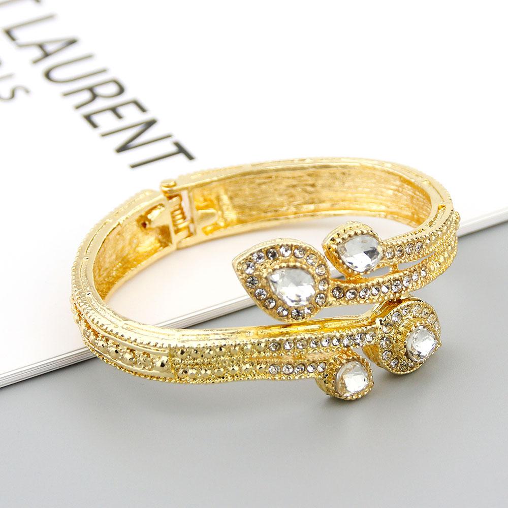 Золотой цвет сердце браслет браслет для женщин горный хрусталь свадебные украшения подарок