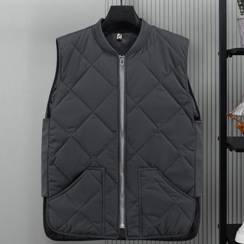 Men's Fall and Winter Thickened Warm Vest Solid Color Sleeveless Loose Casual Jacket