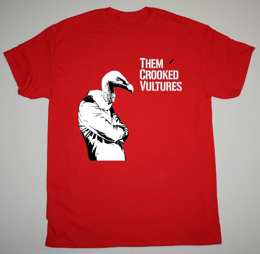 Новый Альбом Them Crooked Vultures Футболка Группы Классическая Красная Унисекс S-5XL Унисекс Футболка