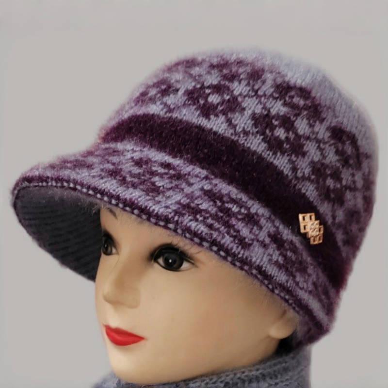 Autumn and winter middle-aged big eaves mother fisherman hat scarf piled thickened warm fashion wool knitted hat women