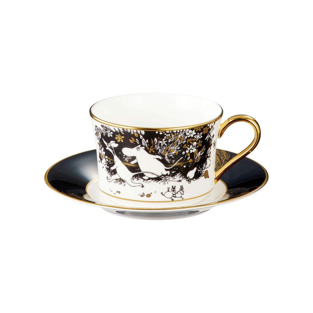 Noritake Cup Saucer 245cc Moomin Moominvalley Comet 1 Guest Black Bone China & (Coffee Tea) TG93686/N-090L