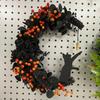 1 Pcs Halloween Moon Cat Garland With Rose Black Decorations Halloweens Garland Wreath For Front Door Door Decor