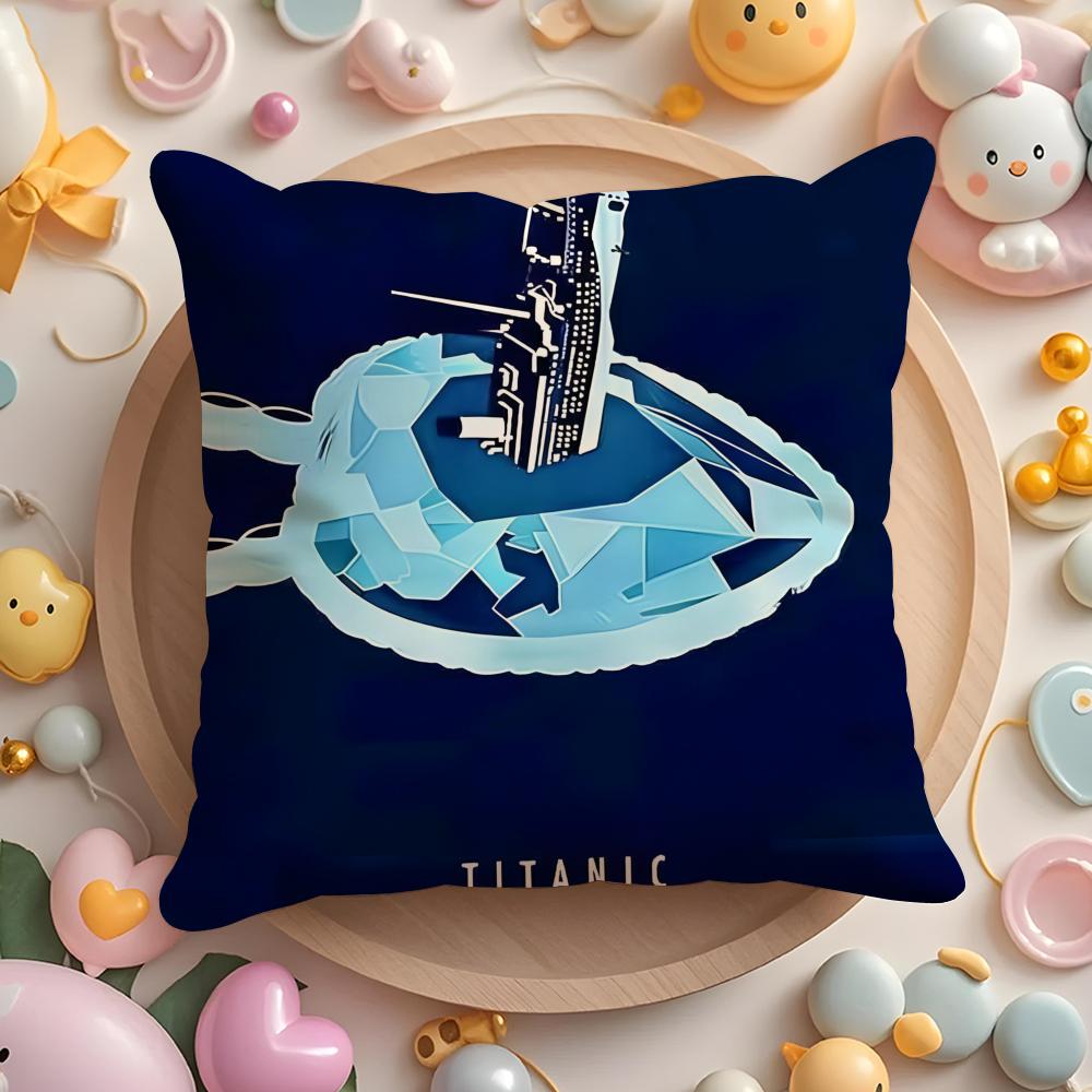 Сапфировая Подушка-Чехол Ocean H-Heart Плюшевая Ткань Мягкая Двусторонняя Печать Чехол для Подушки Дивана Стойкая к Выцветанию Домашний Декор Подарок