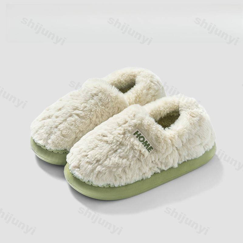 Fashion Couple's Cotton Slippers Winter Women Outdoor Non Slip Warm Plush Shoes Indoor Lightweight Comfortable Soft Sole Men Home Shoes