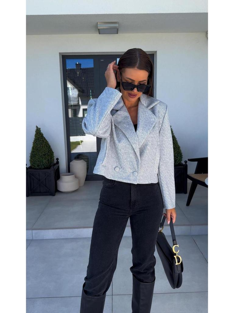 Европейский и американский женский осенне-зимний 2024 костюм в британском стиле, короткое пальто с воротником из шерстяной смеси