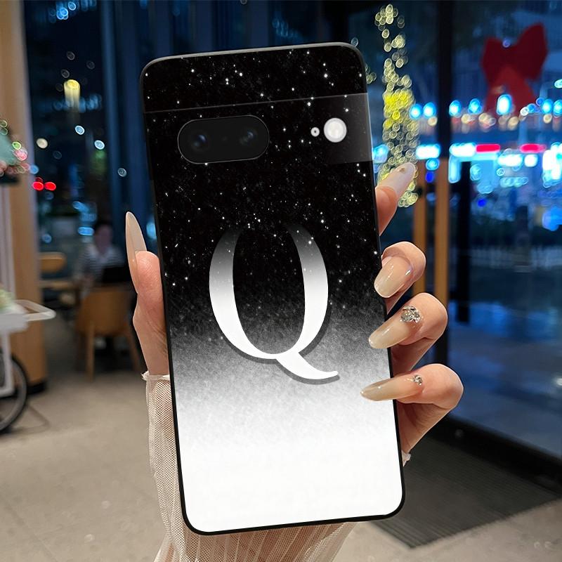 Чехол для телефона с цветочной буквой для Google Pixel 7 Мягкий силиконовый черный чехол для Google Pixel 7a Противоударный корпус