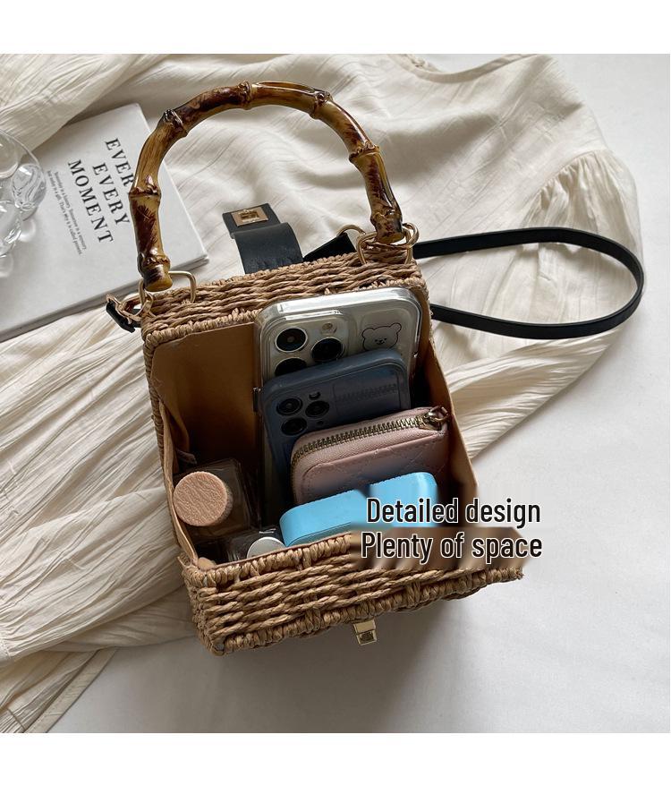 Женская весенняя сумка кроссбоди из ротанга в ретро-стиле 2024 - Пасторальный стиль мори-гёрл
