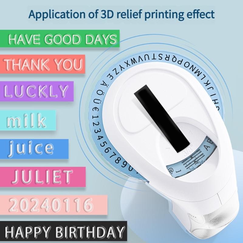 Механический принтер для этикеток с 3 рулонами ленты для принтера этикеток Эргономичная рукоятка Ручной принтер для наклеек Для дома, кухни, офиса