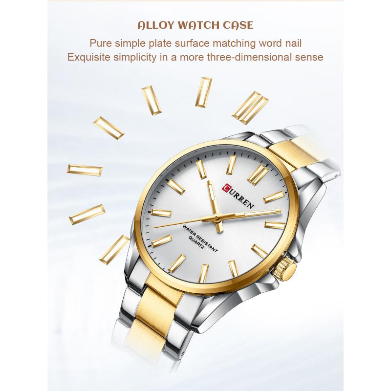 CURREN New Top Business Men's Watch Waterproof Simple Personality Steel Band Quartz Watch Couple Watch
