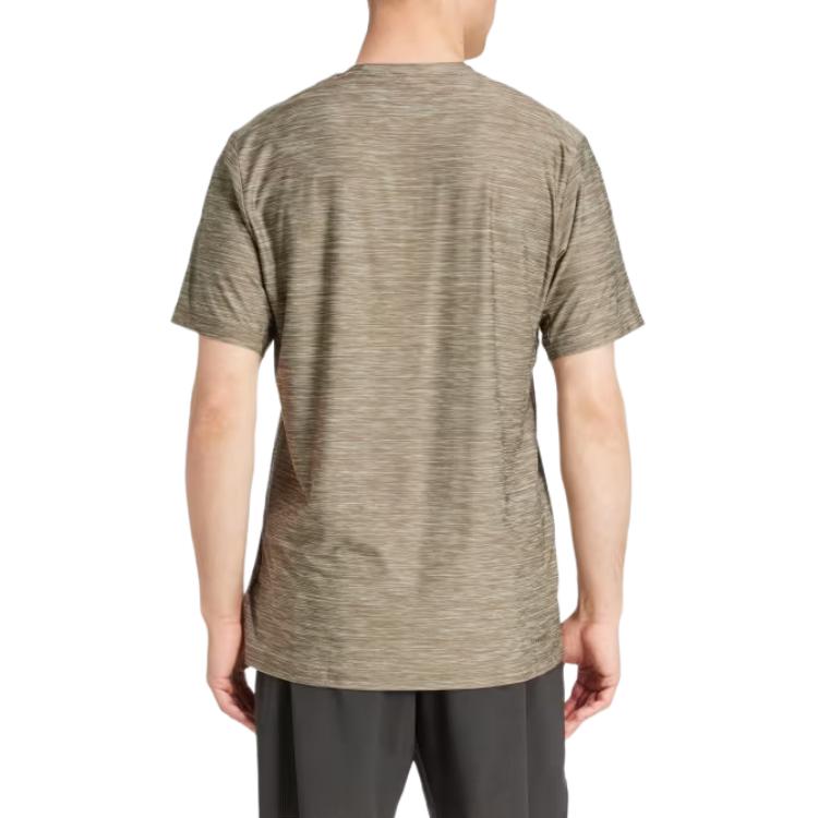 Adidas Essential Training Round Neck Pullover Breathable Sports Casual Versatile Short Sleeve T-Shirt Men Tops Brown IW3363