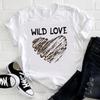 (Asian Size)Tee Top Leopard Love Heart Trend Cute Fashion T Shirt Women Print Lady Clothing Casual  Short Sleeve Female Graphic T-shirt