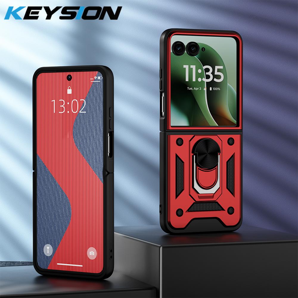 KEYSION Противоударный бронированный чехол для Motorola Razr 60 Ultra 5G Металлическая подставка-кольцо Задняя крышка телефона для MOTO Razr Ultra 2025 Razr+2025