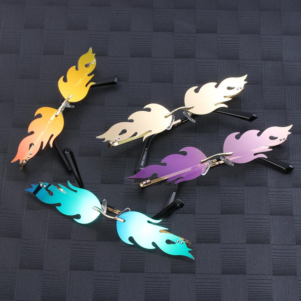 Streetwear Trending Eyewear Fire Flame Rimless Wave Sun Glasses Fashion Sunglasses