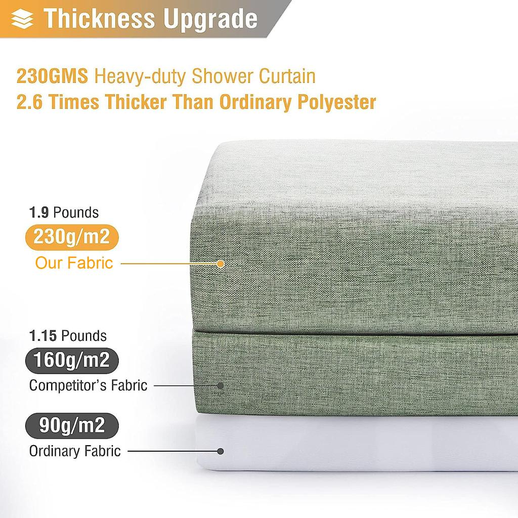 Роскошная льняная занавеска для душа с серебряными металлическими крючками, водонепроницаемая плотная тканевая занавеска для ванной, большая крышка для ванны