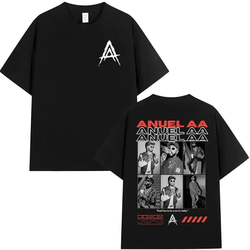 ANUEL AA Подходит для всех сезонов Новая модель Личность Одежда Для пар Унисекс Свободная футболка Высокое качество Горячий продукт Высококлассный Роскошь
